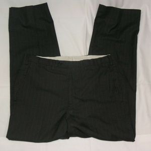 Kiton Striped Charcoal Flat Front Dress Pants W34